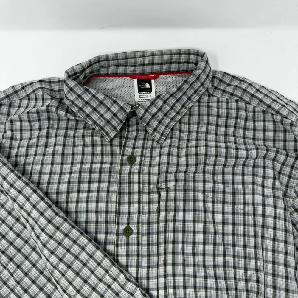 The North Face Tekware Mens XL Plaid Long Sleeve Button‎ Down Hiking Shirt Green
